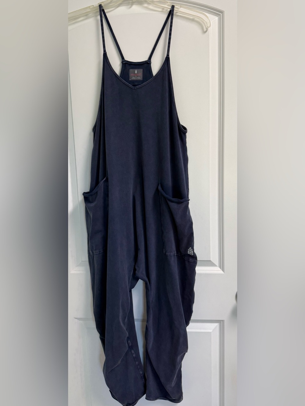 Free People Movement Navy Hot Shot Onesie Pocket Sz Small